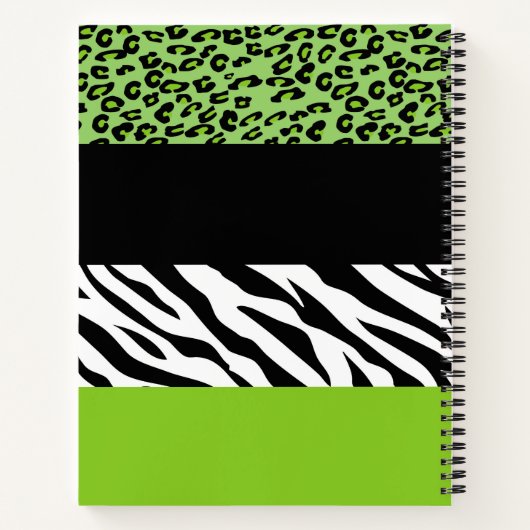 Leopard Print, Zebra Print, Green, Jouw naam Notitieboek (Achterkant)