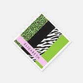 Leopard Print, Zebra Print, Green, Jouw naam Servet (Hoek)