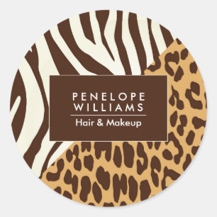 Leopard Print Zebra Print Ronde Sticker