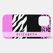 Leopard Print, Zebra Print, Roze, Jouw naam Case-Mate iPhone Case (Achterkant (horizontaal))