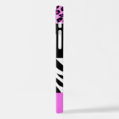 Leopard Print, Zebra Print, Roze, Jouw naam iPhone Hoesje (Linkerkant)