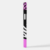 Leopard Print, Zebra Print, Roze, Jouw naam iPhone Hoesje (Rechterkant)