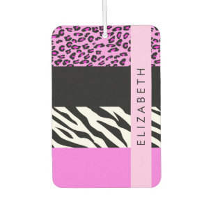 Leopard Print, Zebra Print, Roze, Jouw naam Luchtverfrisser