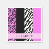 Leopard Print, Zebra Print, Roze, Jouw naam Servet (Voorkant)