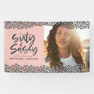 Leopard print zestig en sassy 60ste verjaardagsfot spandoek