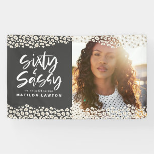 Leopard print zestig en sassy 60ste verjaardagsfot spandoek