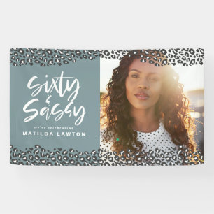 Leopard print zestig en sassy 60ste verjaardagsfot spandoek