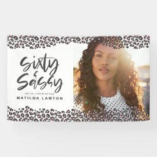 Leopard print zestig en sassy 60ste verjaardagsfot spandoek