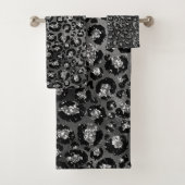 Leopard Print Zwart en Zilver Grijs Badhanddoek Se Bad Handdoek (Insitu)