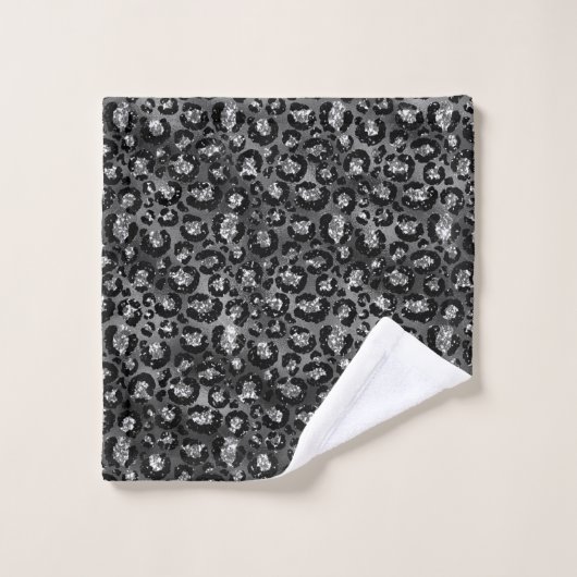 Leopard Print Zwart en Zilver Grijs Badhanddoek Se Bad Handdoek (Wasdoekje)