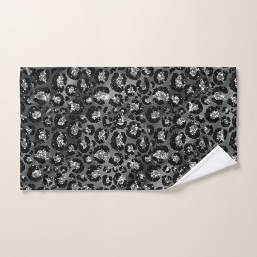 Leopard Print Zwart en Zilver Grijs Badhanddoek Se Bad Handdoek (Handdoek)