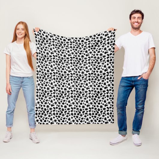 Leopard Print - zwart-wit Fleece Deken (In situ)