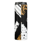 Leopard Print, zwarte en witte poolpunten, strepen Thermosbeker (Achterkant)