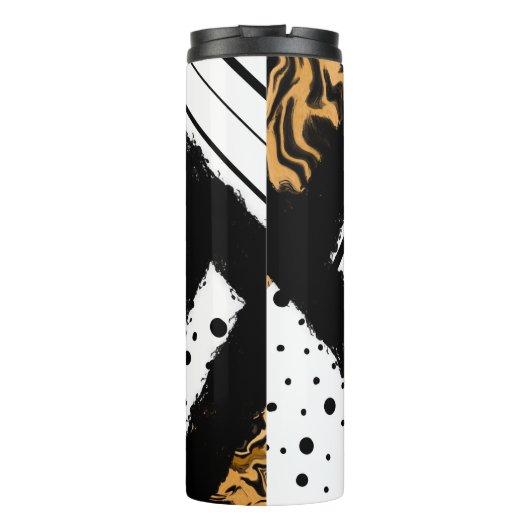 Leopard Print, zwarte en witte poolpunten, strepen Thermosbeker (Achterkant)