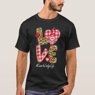 Leopard Pset Heart Love Lunch Lady Gnome Valentin T-shirt