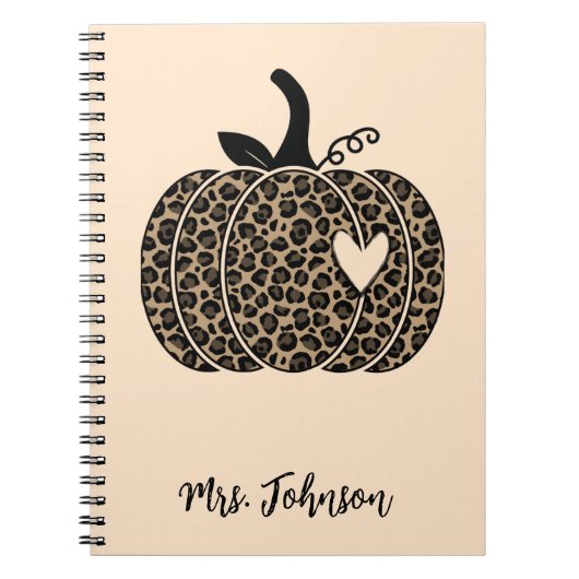 Leopard Pumpkin Gepersonaliseerd Leraar Notitieboe Notitieboek (Voorkant)