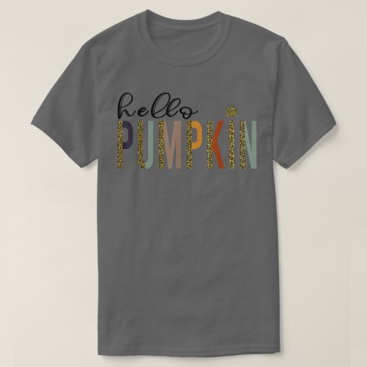 Leopard Pumpkin Hello Pumpkin Graphic Fall Hallowe T-shirt (Design voorkant)
