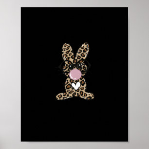 Leopard Rabbit Bunny Bblastabel Gum Paasdag Poster