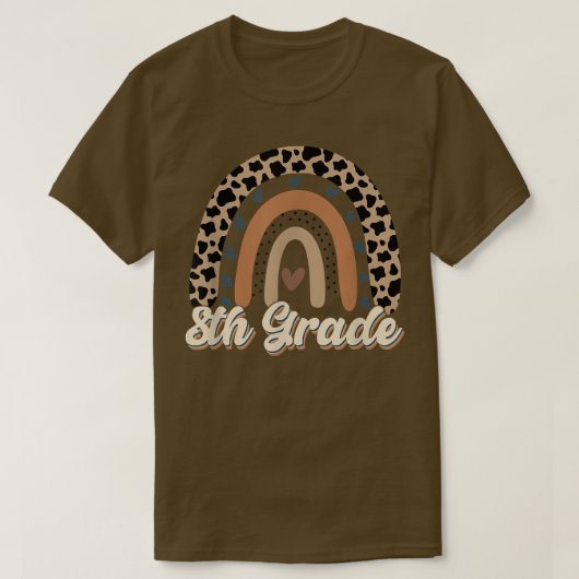 Leopard Rainbow 8e année, retour à l'école T-shirt (Design devant)