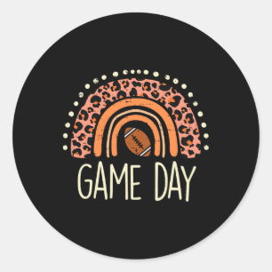 Leopard Rainbow American Football Game Day Sport W Ronde Sticker