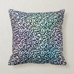 *~* Leopard Rainbow Animal Print Black Spots Kussen