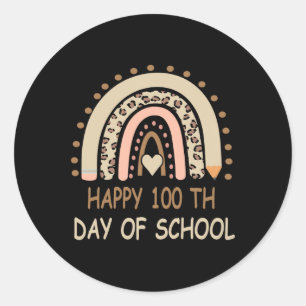 Leopard Rainbow Happy 100th Day School Cute 100 Da Ronde Sticker