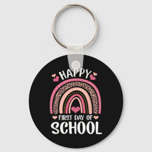 Leopard Rainbow Happy First Day Of School Teacher Sleutelhanger