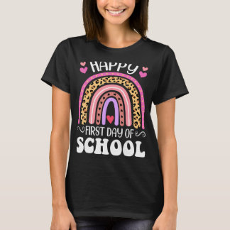 Leopard Rainbow Happy First Day of School Teachers T-shirt