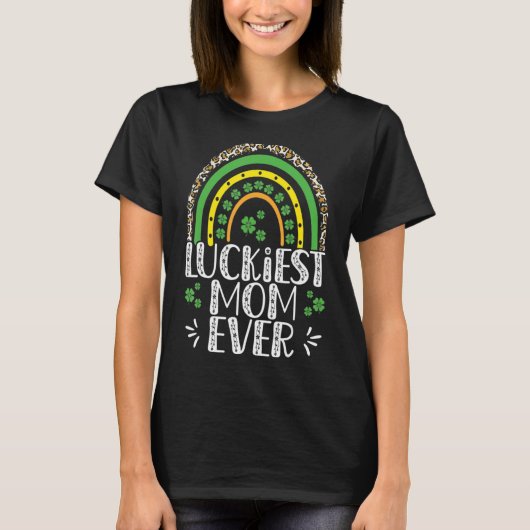 Leopard Rainbow Het gelukkigste mam Ooit St Patric T-shirt (Voorkant)