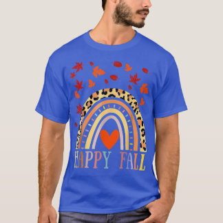 Leopard Rainbow Peace Heart Happy Herfst Maple T-shirt