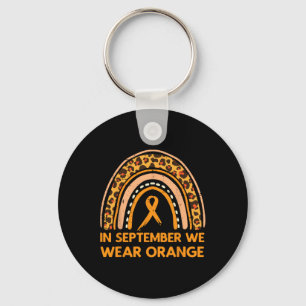Leopard Rainbow September We Draag Oranje leukemie Sleutelhanger