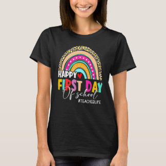 Leopard Rainbow Teacher Life Welcome Back To Schoo T-shirt