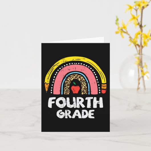 Leopard Rainbow Vierde klas 4e schooldag Kaart (Gele Bloem)