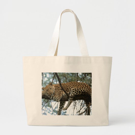 Leopard Resting in Tree Grote Tote Bag (Voorkant)