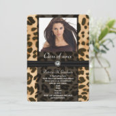 Leopard Ribbon Foto Afstuderen Kaart (Staand voorkant)