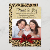 Leopard rode boog Kerstmis foto groet Kaart (Voorkant / Achterkant)