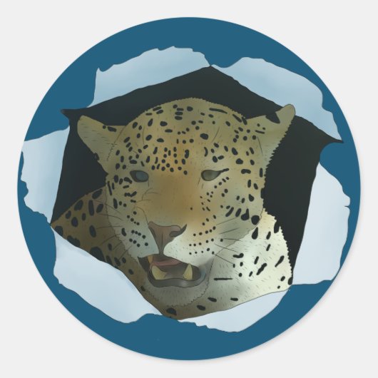 Leopard   ronde sticker (Voorkant)