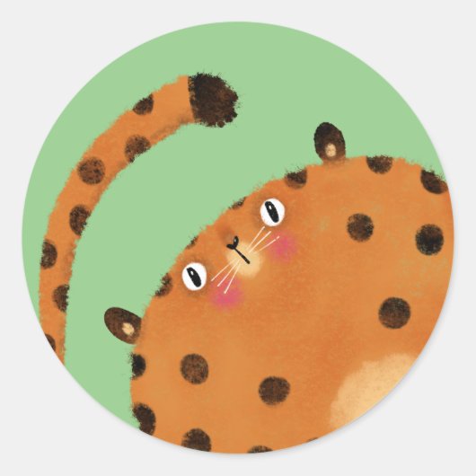 Leopard Ronde Sticker (Voorkant)