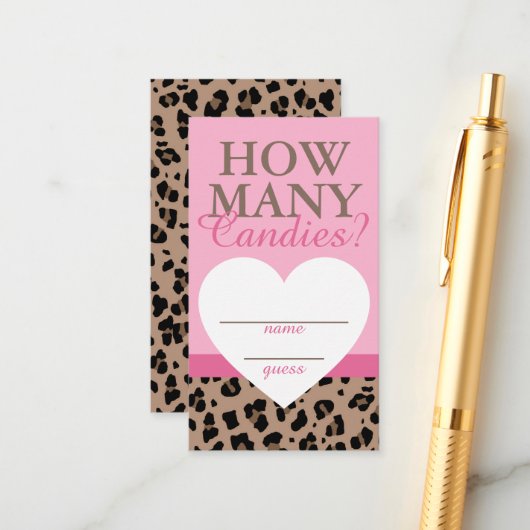 Leopard & rose Combien de bonbons Jeu Guides Carte (Devant/Arrière en situation)