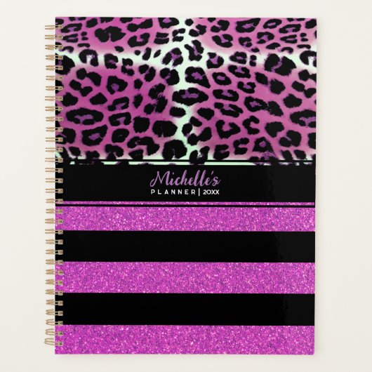 Léopard rose et Parties scintillant rose noire sur (Devant)