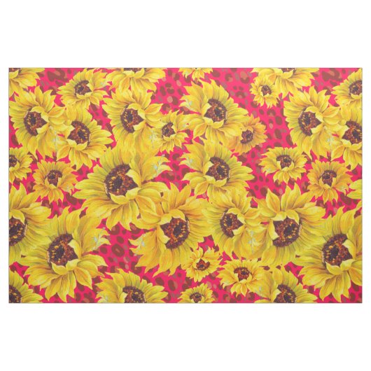 léopard rouge et tissu jaune de tournesol (Fat Quarter)