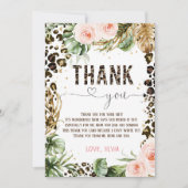 Leopard Safari Birthday Bedankt, Girl Wild Kaart (Voorkant)