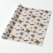 Leopard Santa Purse Pattern op beige Cadeaupapier (Uitgerold)