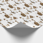 Leopard Santa Purse Star Pattern op White Cadeaupapier (Hoek)