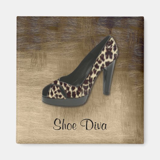 Leopard Schoen Diva Magnet Magneet (Voorkant)