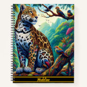 Leopard Serenity: gewaagd tropisch ontwerp Notitieboek (Voorkant)