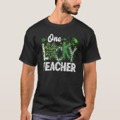 Leopard Shamrock One Lucky Teacher St. Patrick's D T-shirt (Voorkant)