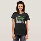 Leopard Shamrock One Lucky Teacher St. Patrick's D T-shirt (Voorkant volledig)