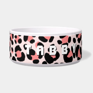 Leopard Sinaasappel Black Beige gepersonaliseerd Voerbakje