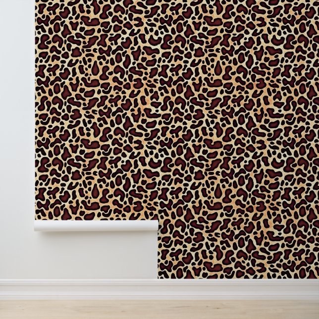 Leopard Skin Brown Cream Pattern - Behang (Applicatie)